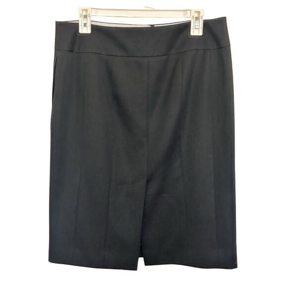Y2K J Crew 100% Wool Black Pencil Skirt Size 10 Preppy Classic Office Siren - Picture 2 of 6